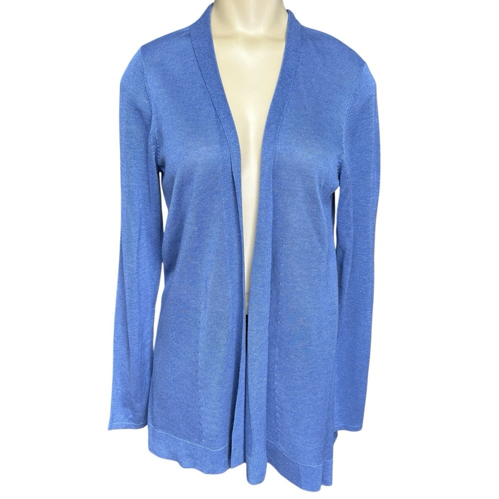 Eileen Fisher Cardigan Women's Small‎ Tencel Merino Wool Open Sweater Blue READ